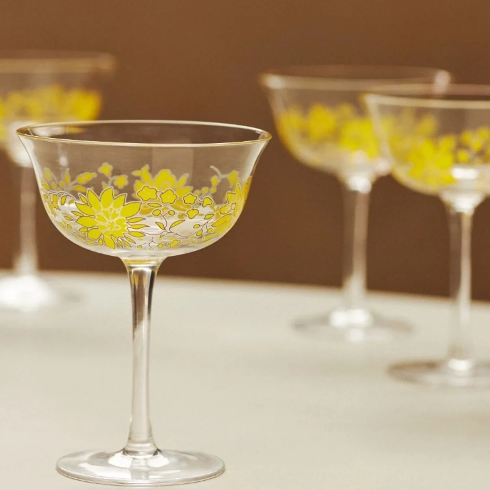 LAST SET 🔥 Mae Yellow floral glasses set of 4